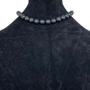 Black Plastic Beaded Necklace 19" Length